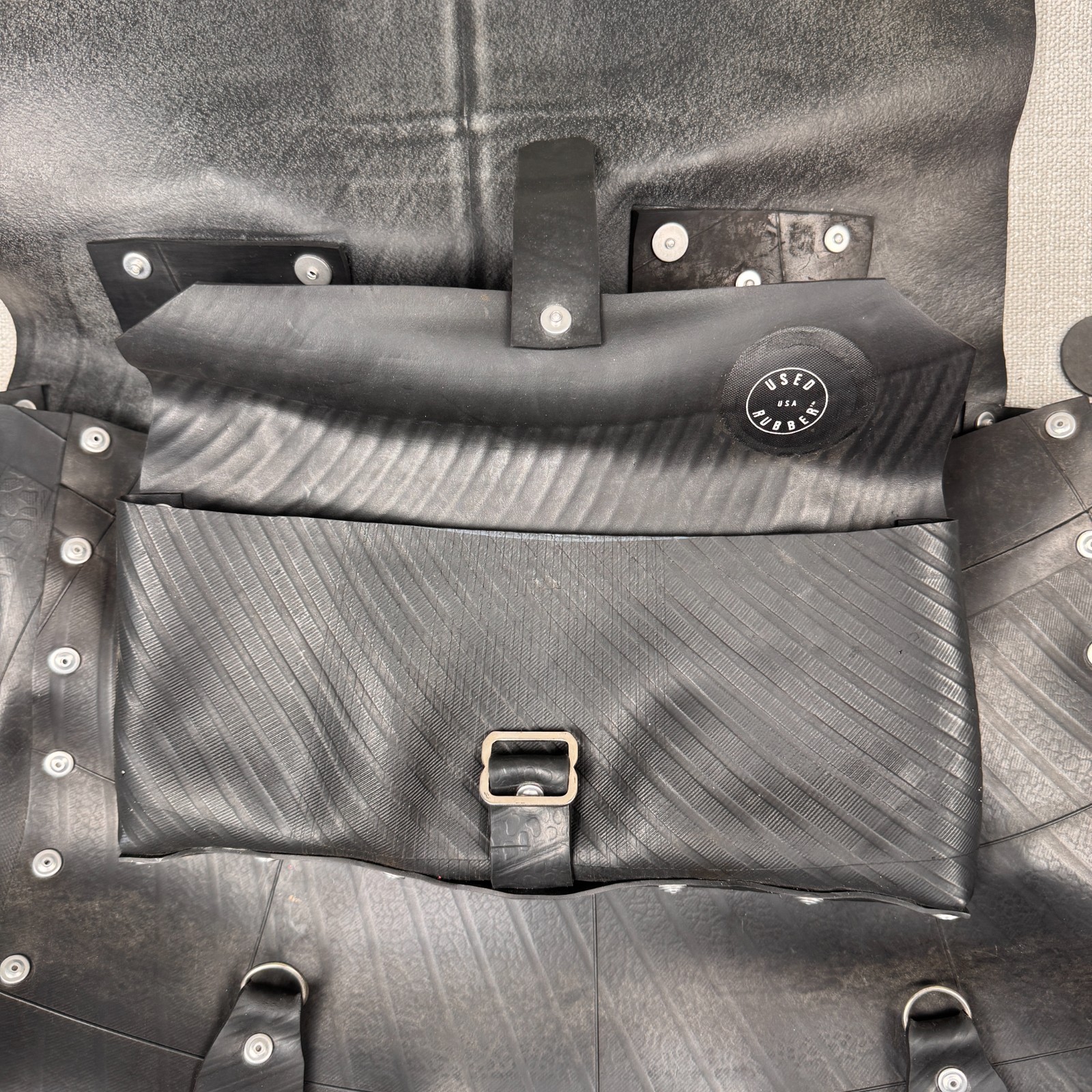 Recycled Rubber Duffle Bag Black | Heavy Duty Travel Weekender Industrial Style