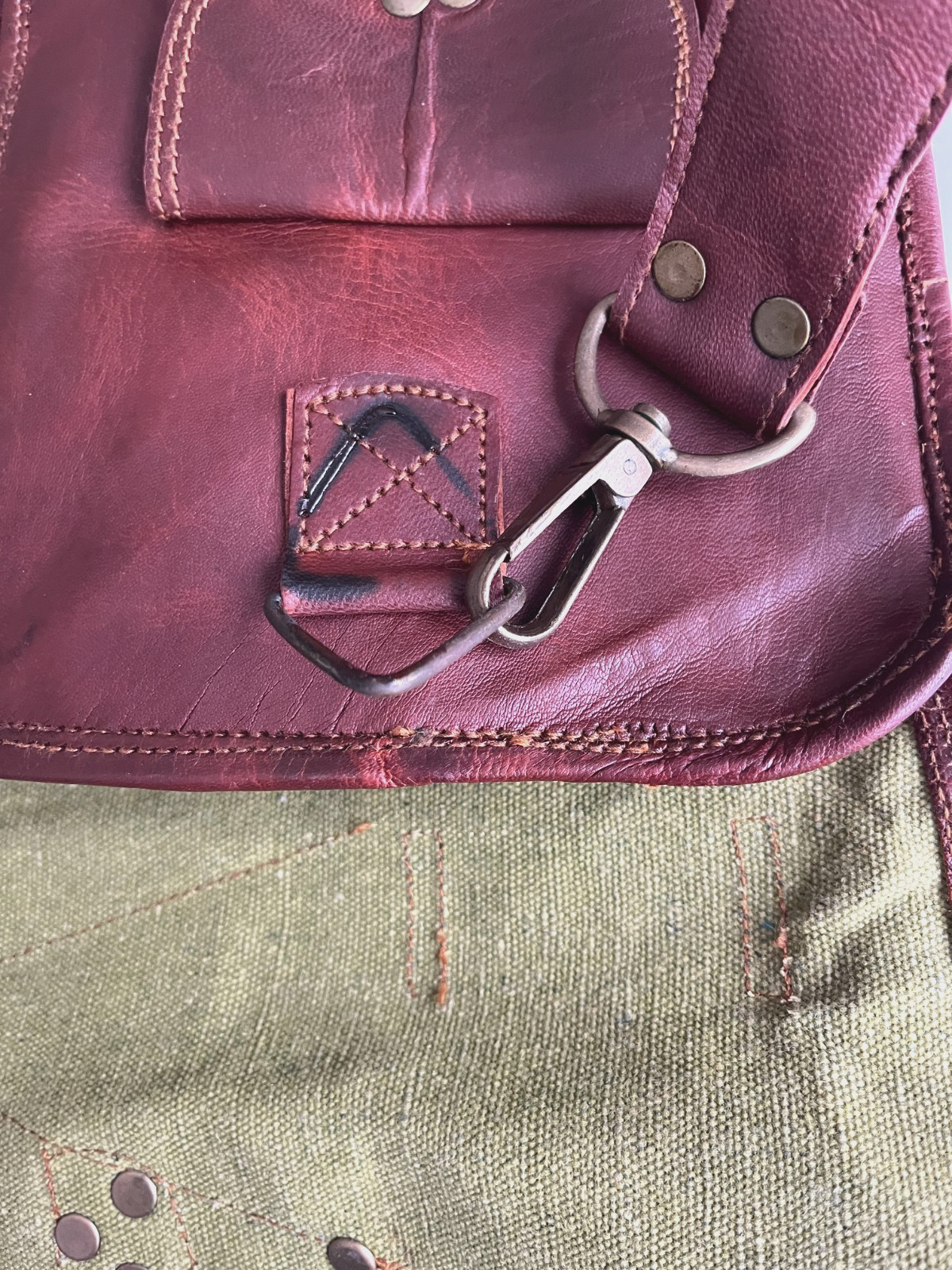Large Brown Leather Messenger Bag with Buckled Pockets & Zip Top, Made in India