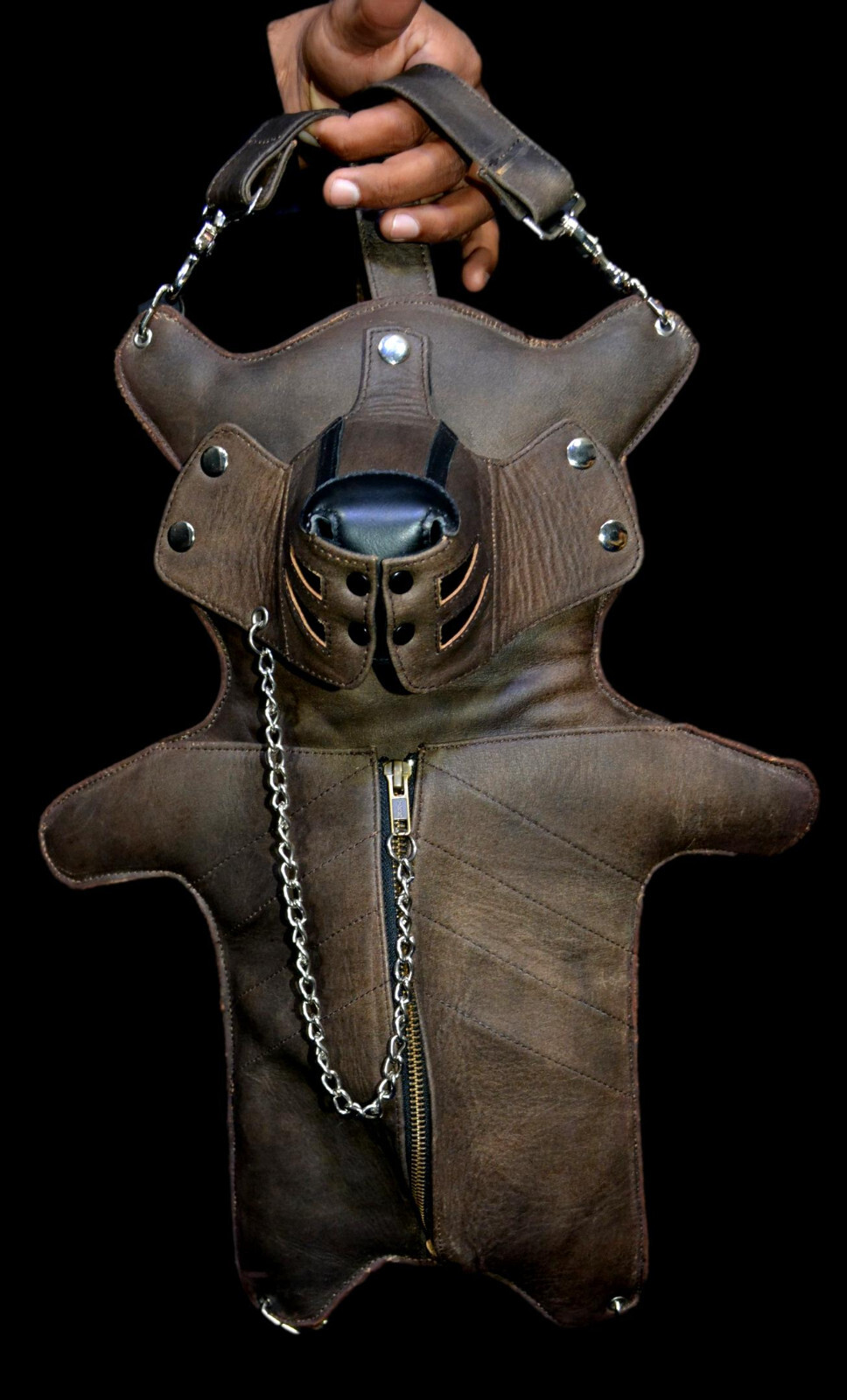 Teddy Bear Doll Backpack Shoulder Pure Leather with leather pockets and straps