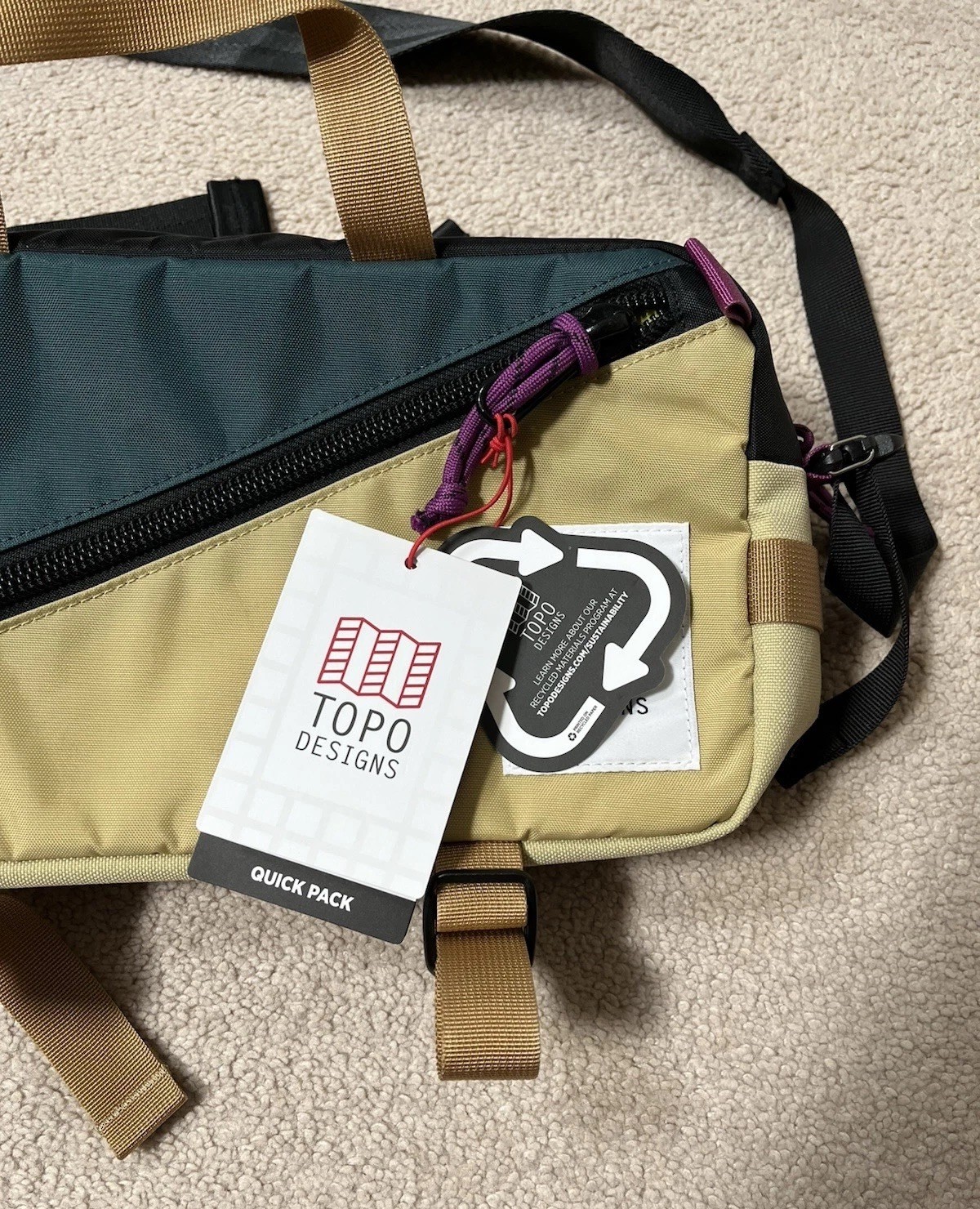 Topo Designs Quick Pack Shoulder & Waist Bag 7L Hemp Botanic Green NEW TAGS