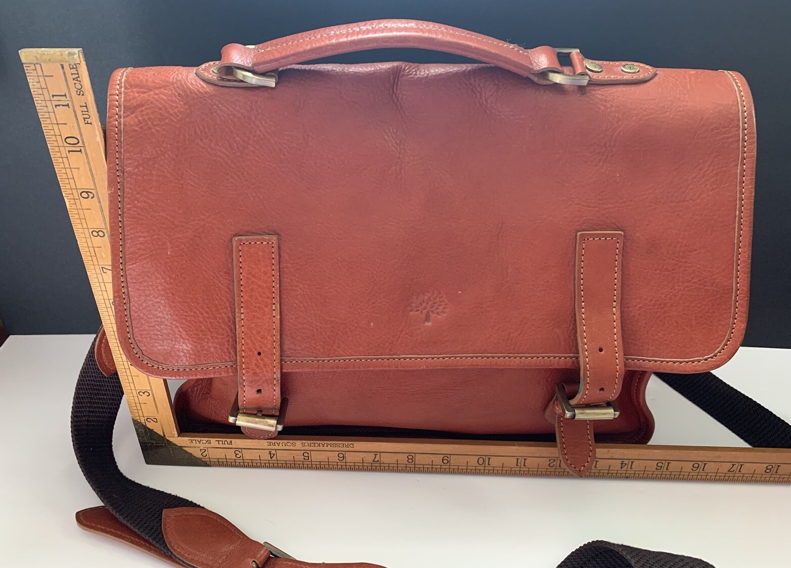 Mulberry Vintage Elkington Briefcase Laptop Bag Crossbody In Natural Leather