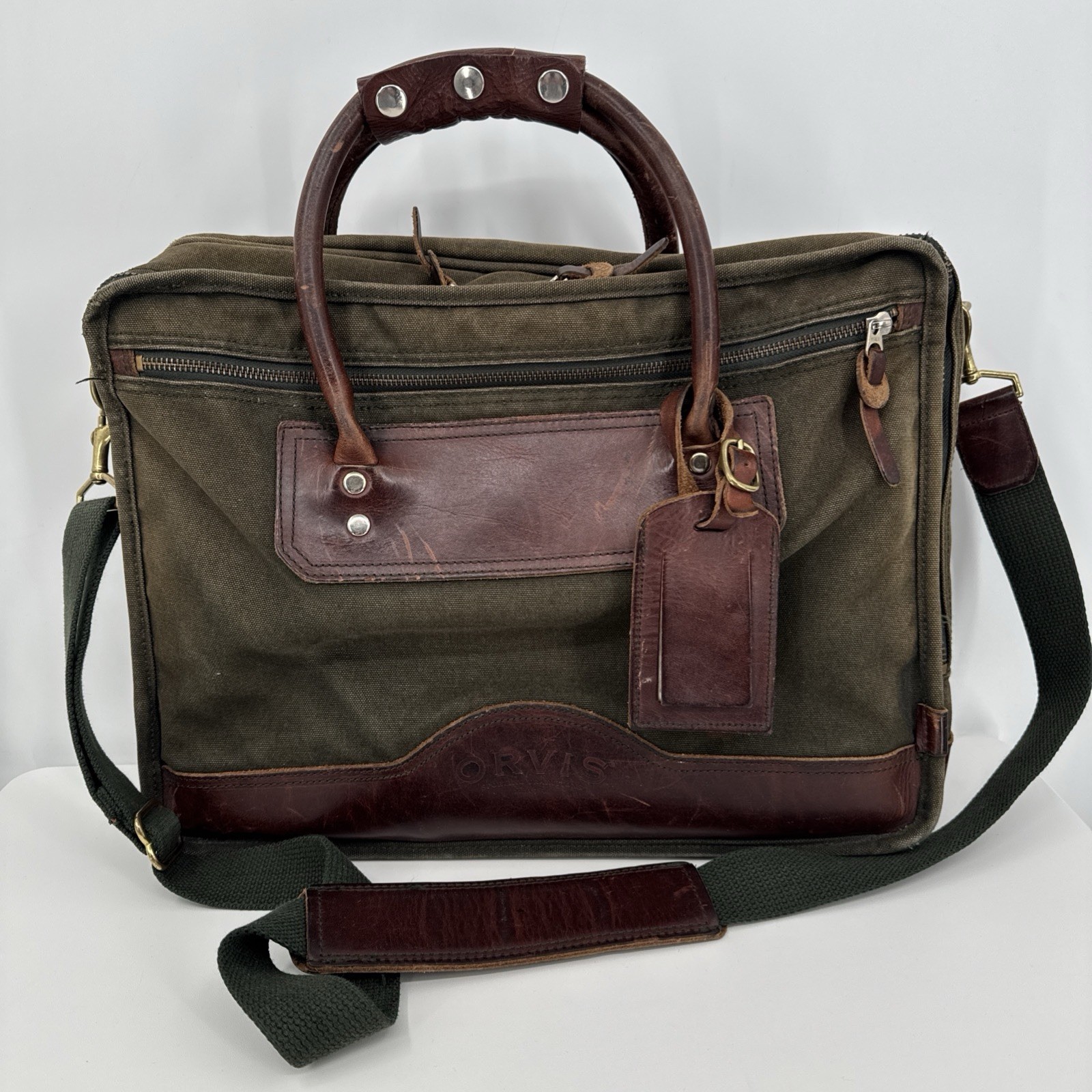 Vintage Orvis Battenkill Canvas Briefcase Messenger Bag With Strap Grunge
