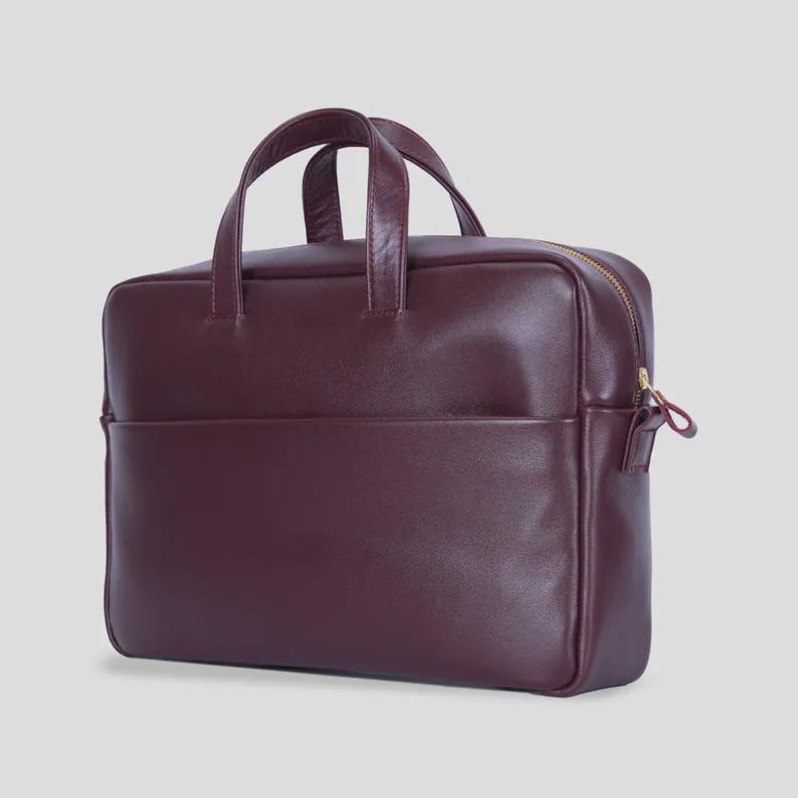 Deep Burgundy Leather Briefcase | Handmade Executive Work Laptop Bag