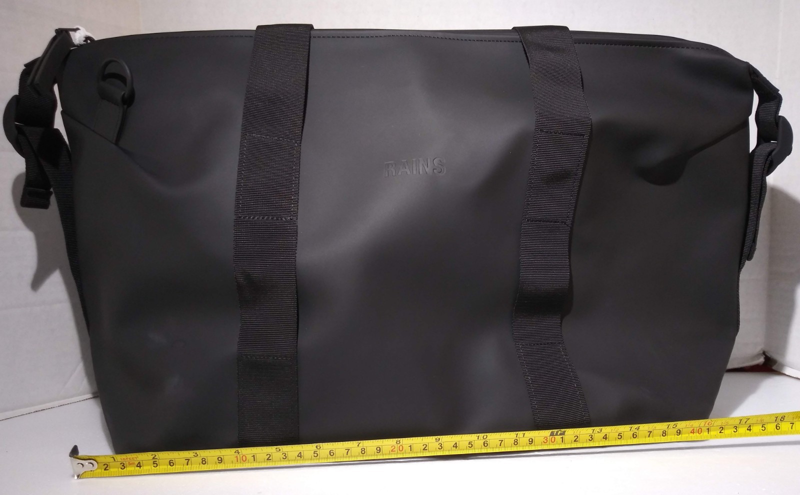 Rains Small Overnight Bag in Black Polyester w/Polyurethane Coat Waterproof Zip