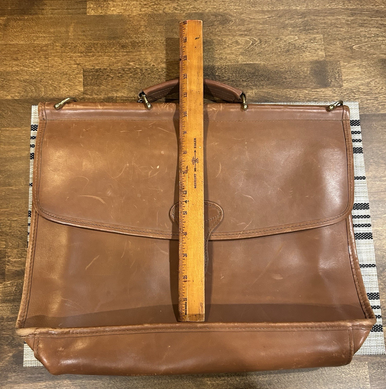 Vintage Jack Geoges Leather Briefcase Crossbody Laptop Bag made in USA No Strap