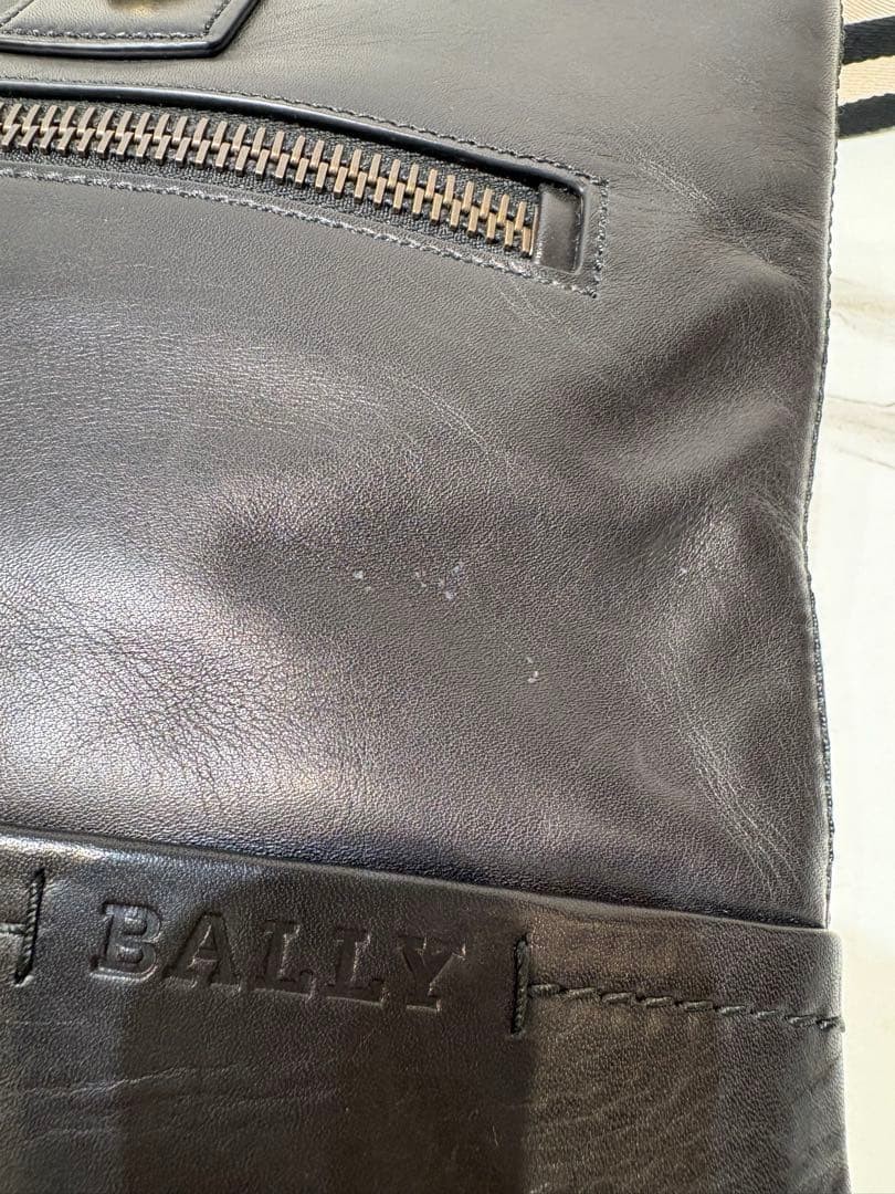 Bally Trainspotting 2Way Briefcase Leather Black Shoulder Bag Used From Japan