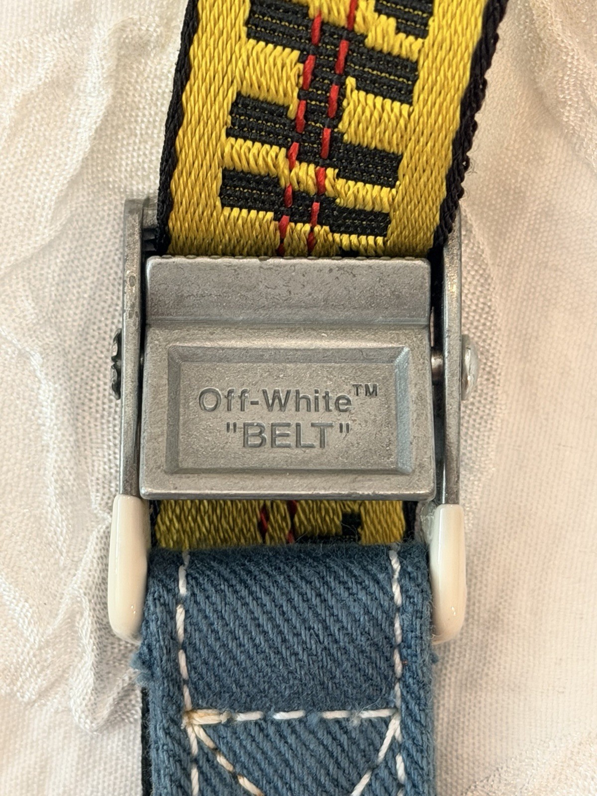 Authentic Off-White Virgil Abloh SS19 Blue Twill Messenger Bag OMNA066S19C31001