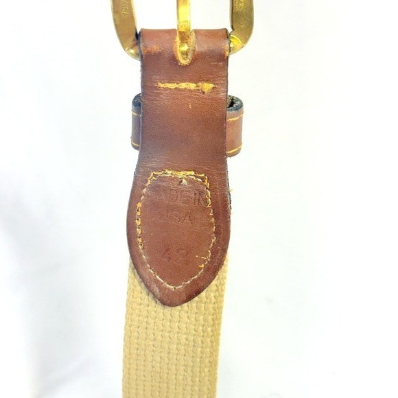 Braided Canvas & Brown Leather Palmetto Tree & Moon Men’s Belt Bag – size 42