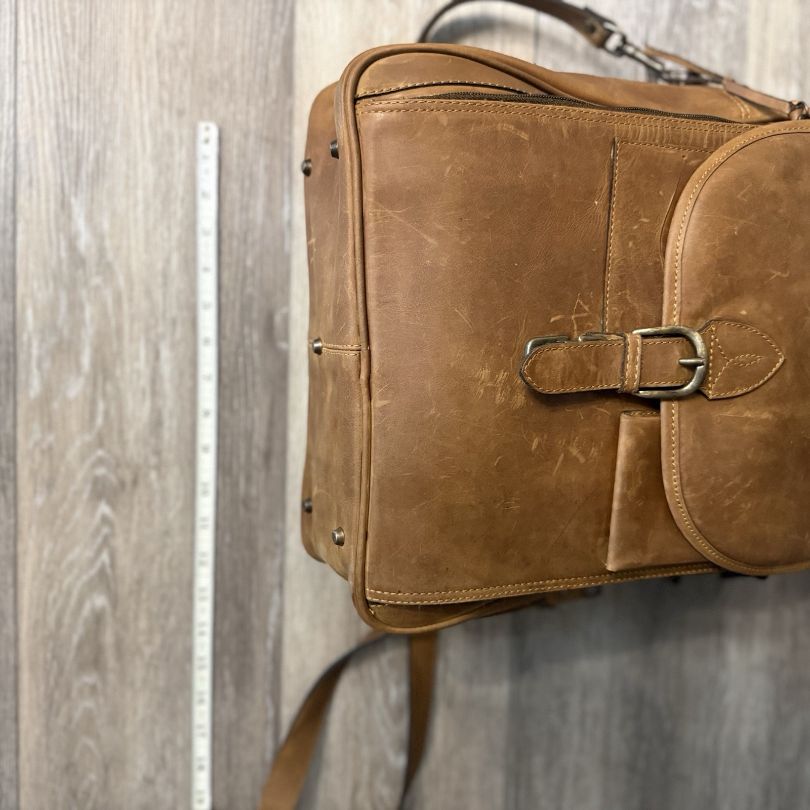 Leather Backpack 3-in-1 Brown Spanish Laptop Bag Briefcase Travel Café Leather