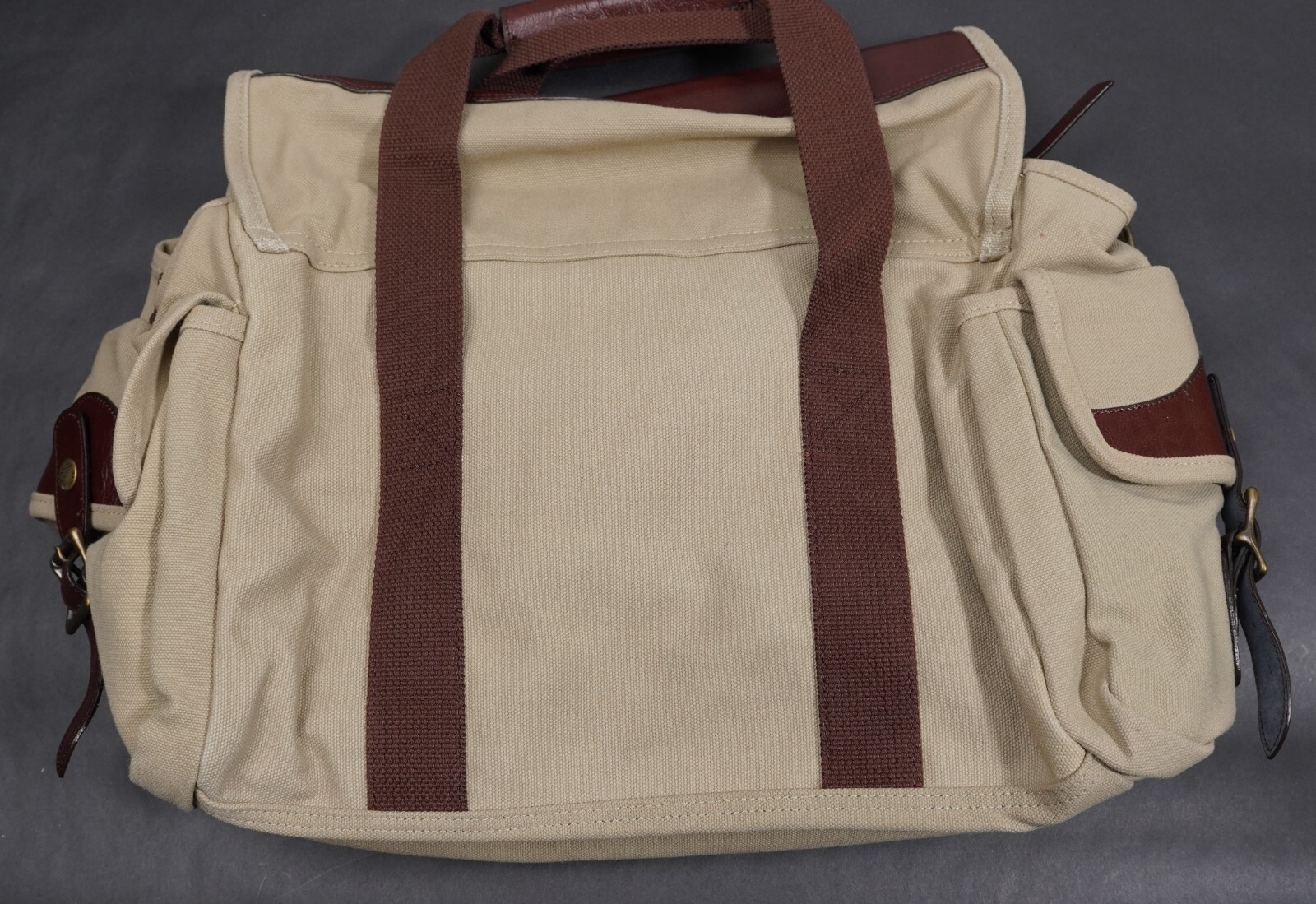 Winchester briefcase carryall gearbag leather canvas brass 17.5×11.5×8.5″
