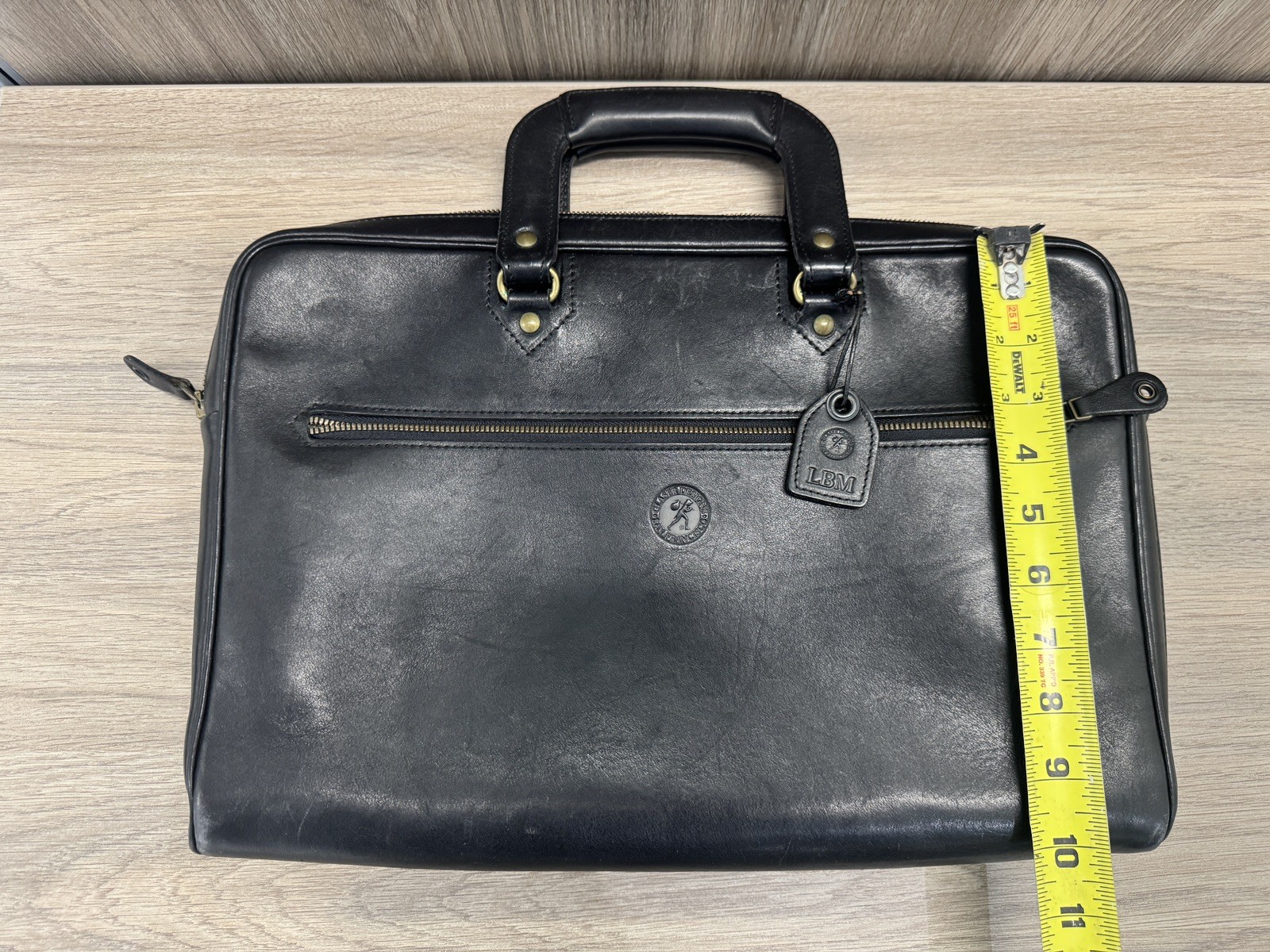 Glaser Designs San Francisco Black Leather Briefcase Laptop Bag *See Description
