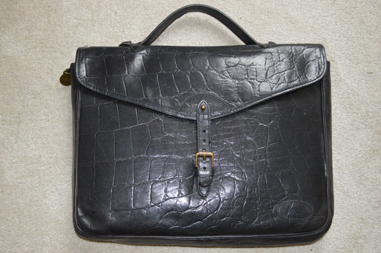 Mulberry Black Congo Leather Satchel Briefcase Document Holdall Bag Mens Unisex