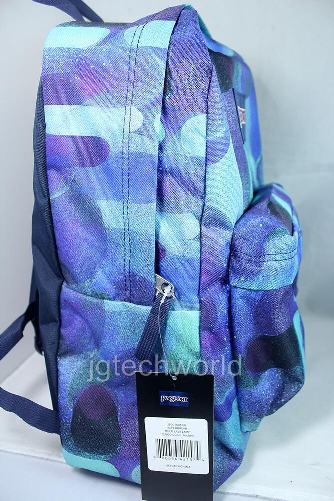 New Jansport Superbreak Classic Backpack Multi Lava Lamp School Bag Blue Green