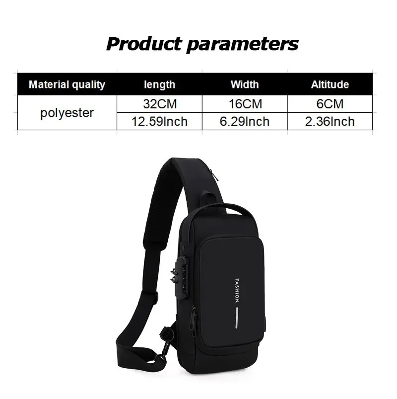 Men Multifunction Anti Theft USB Shoulder Bag Man Crossbody Cross Body Travel.