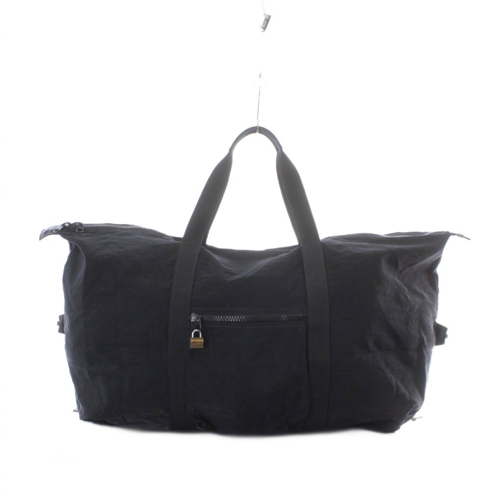 Y’saccs Boston Bag Black Leather Travel Bag 16.9in x 8.9in, Used B
