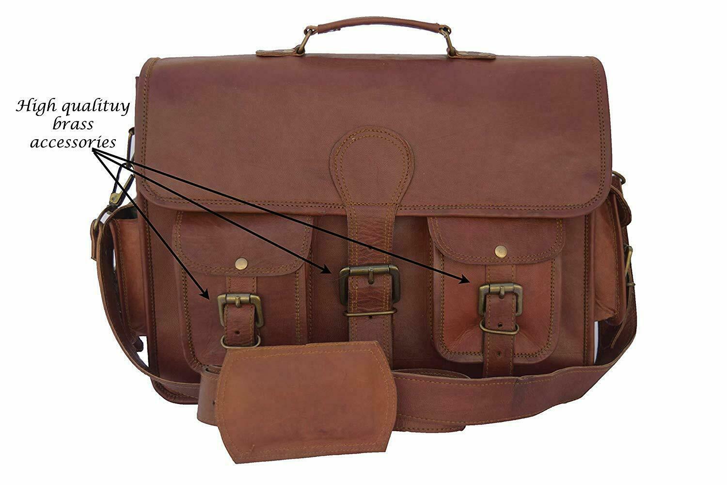 Men and Women’s Leather Messenger Shoulder Business Briefcase Laptop Handmade