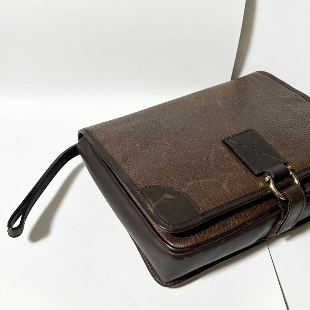 Salvatore Ferragamo Brown Leather Men’s Second Bag with Shoulder Strap