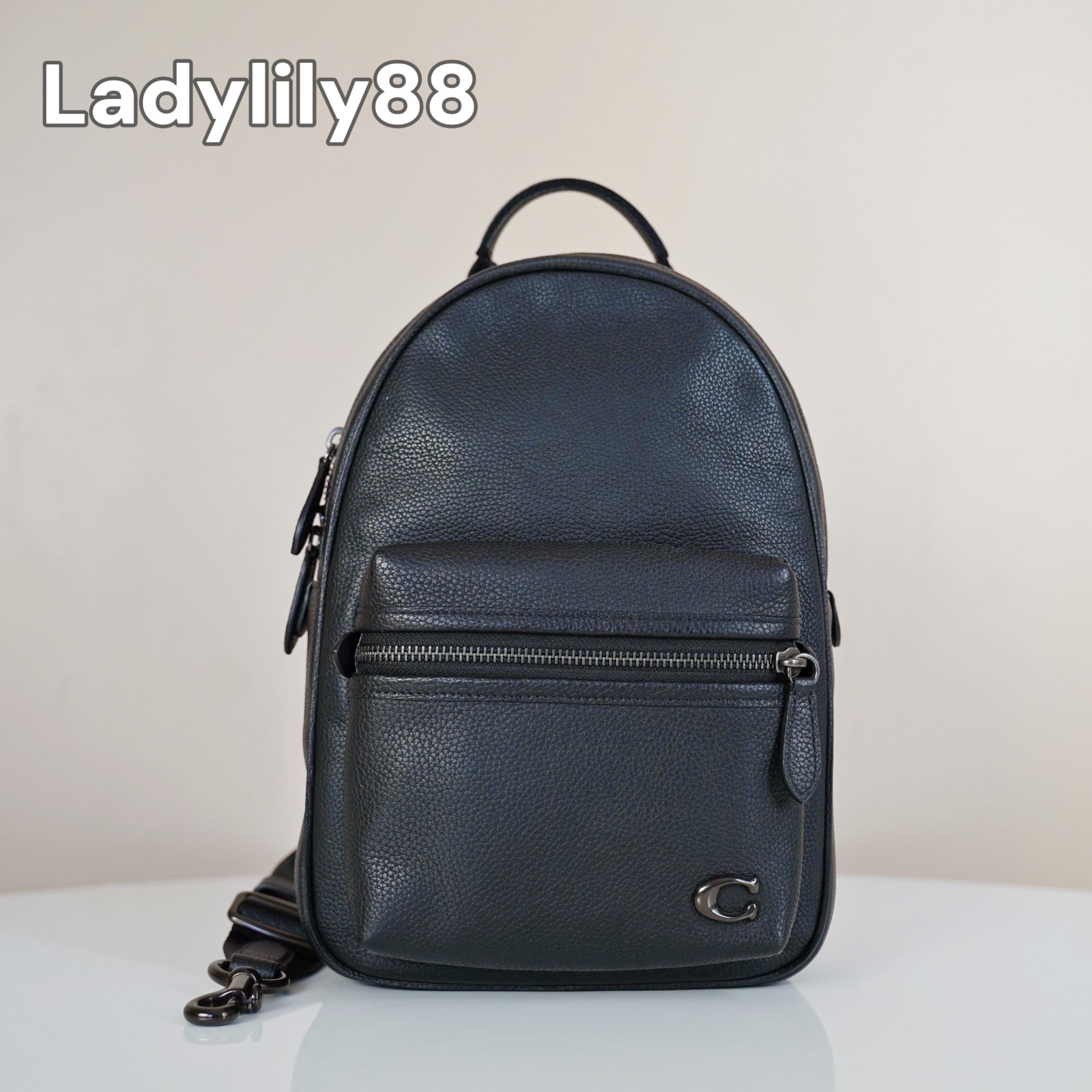 NWT Coach CP162 Charter Pack Soft Polished Pebble Leather Black