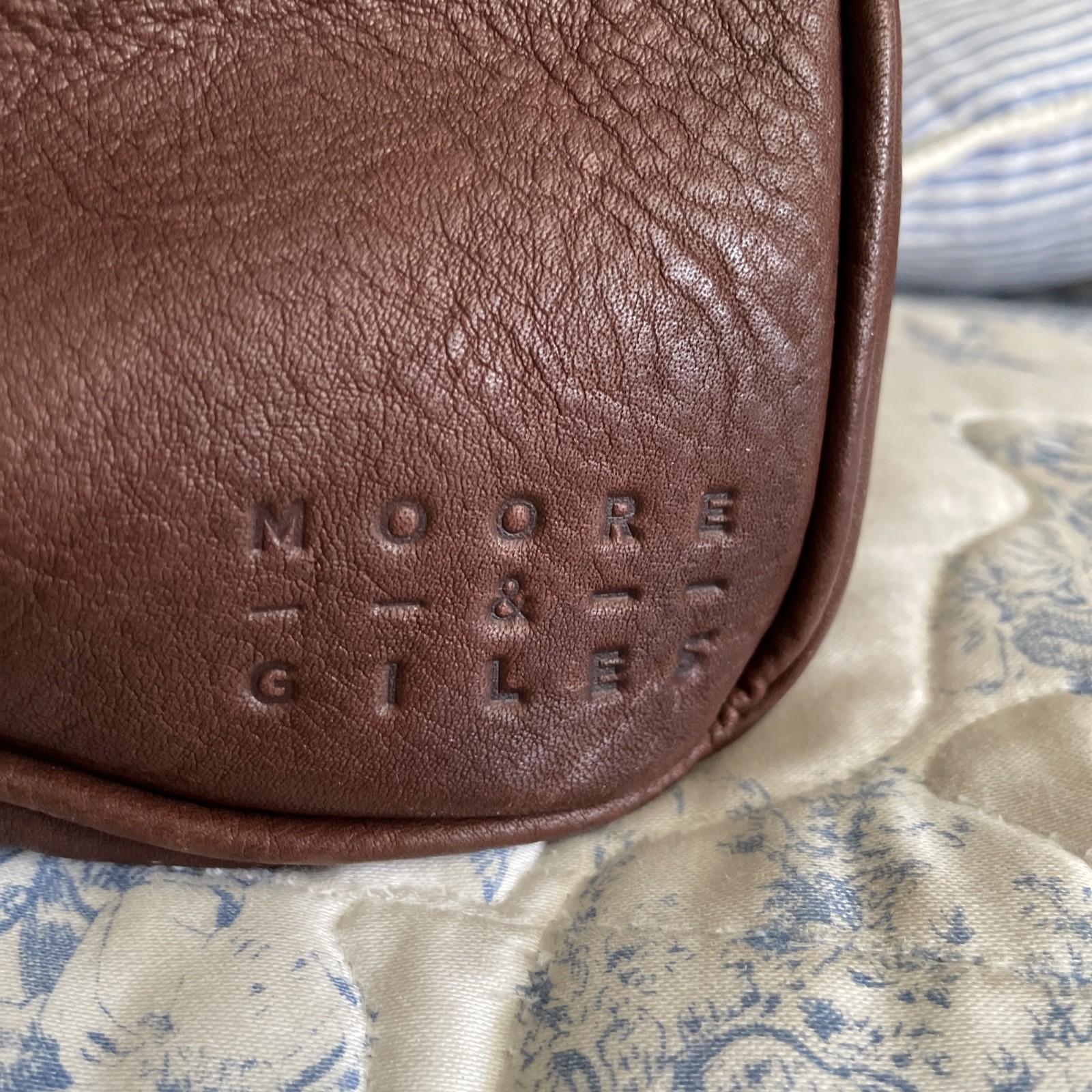 Nwot MOORE & GILES Benedict Weekend Leather Duffel Titan Milled Full Grain