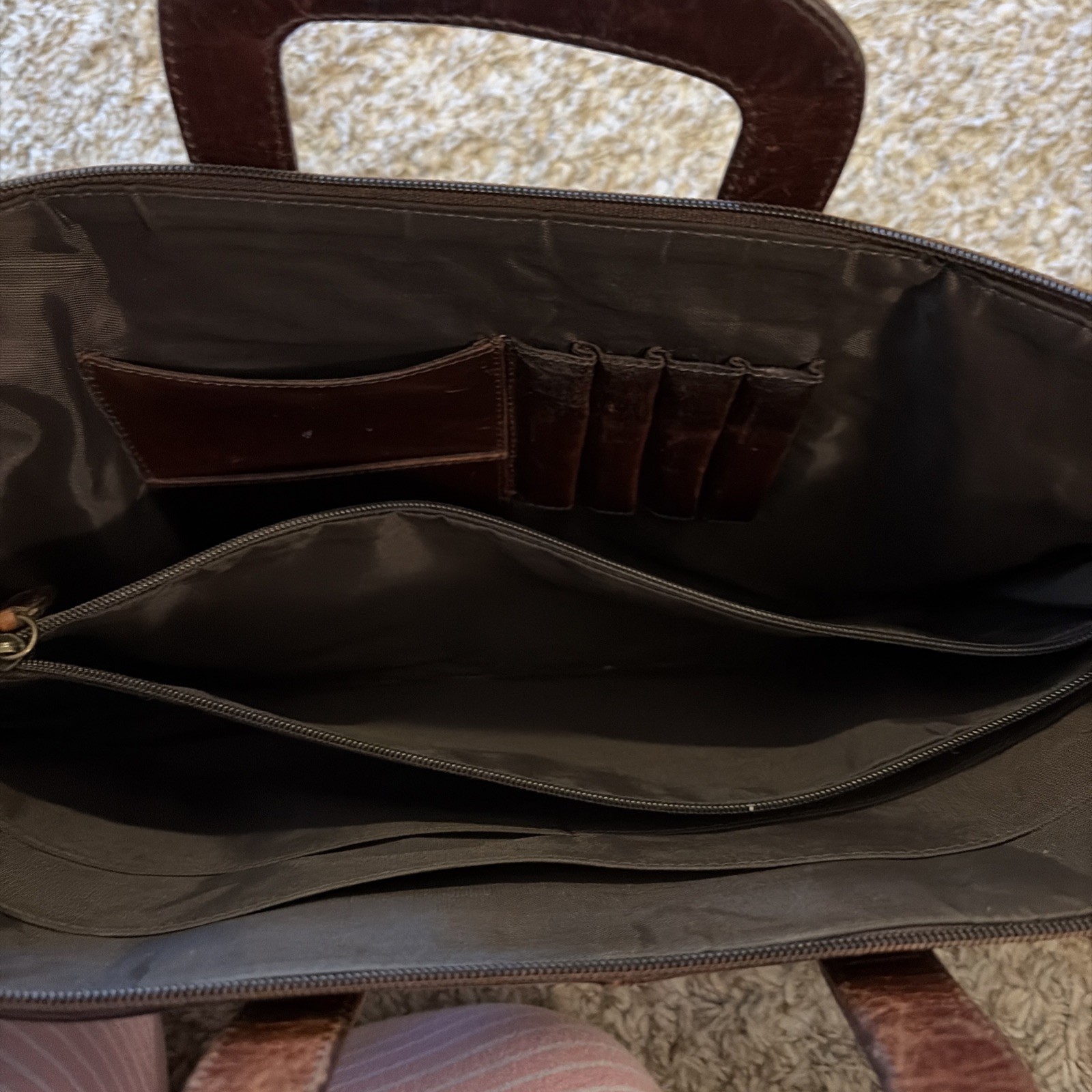 VTG Wilsons Leather Studio Brown Leather Briefcase 16” Bag Dual Handles