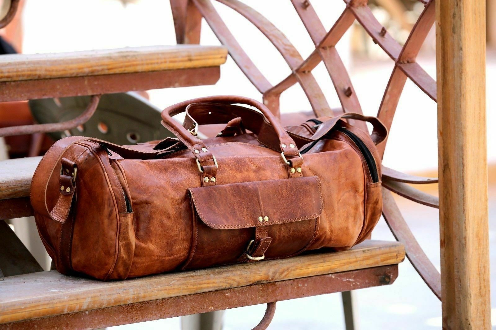World Famous Men’s Leather Large travel duffel weekend bag Handmade luggage Gym