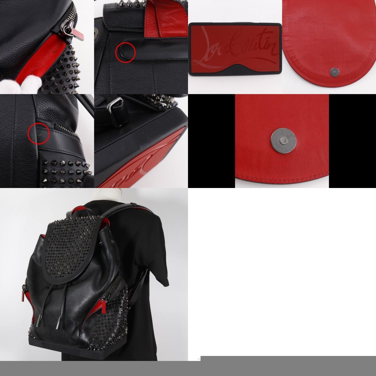 Christian Louboutin Explorer funk Backpack Daypack Studs black leather mens