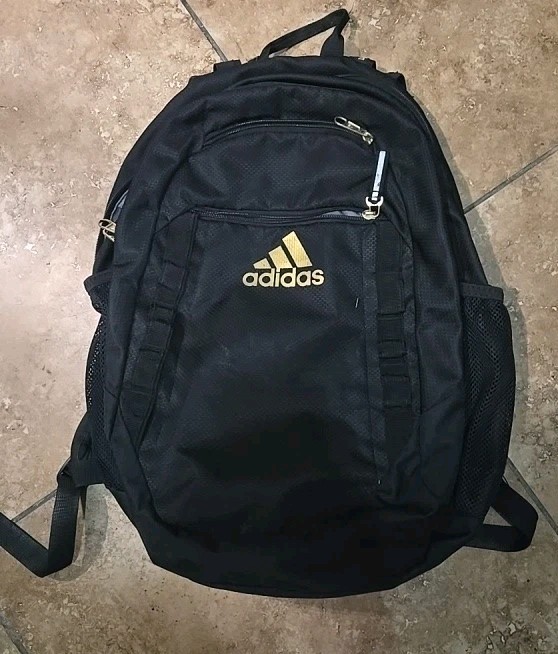 Adidas Excel 6 Load Spring Backpack 18″ Black & Gold School/Office/Travel EUC