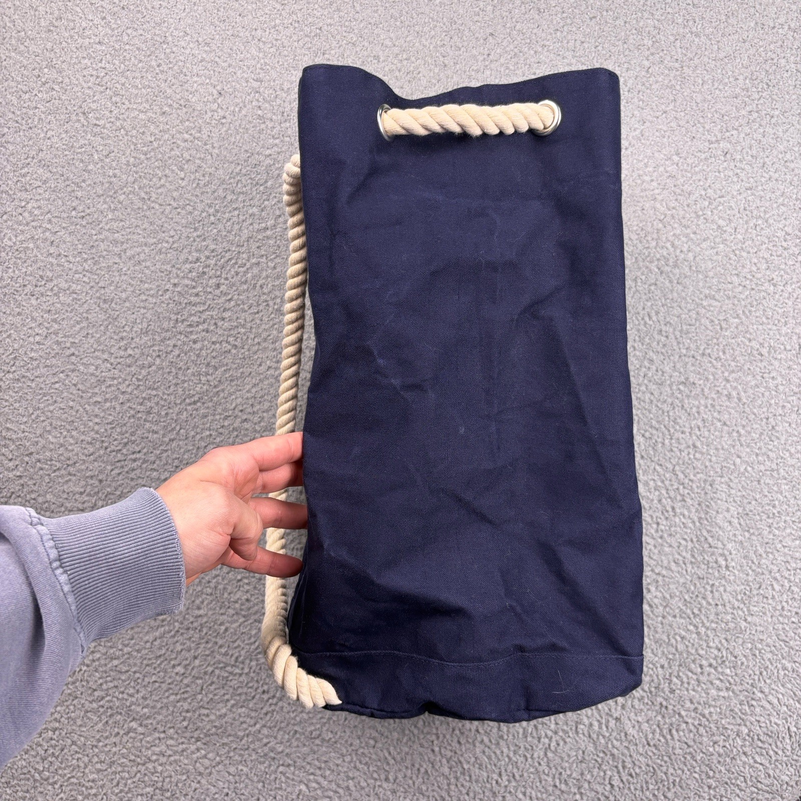 JEAN PAUL GAULTIER Canvas Bag Backpack Rucksack Blue 32L Rope Drawstring