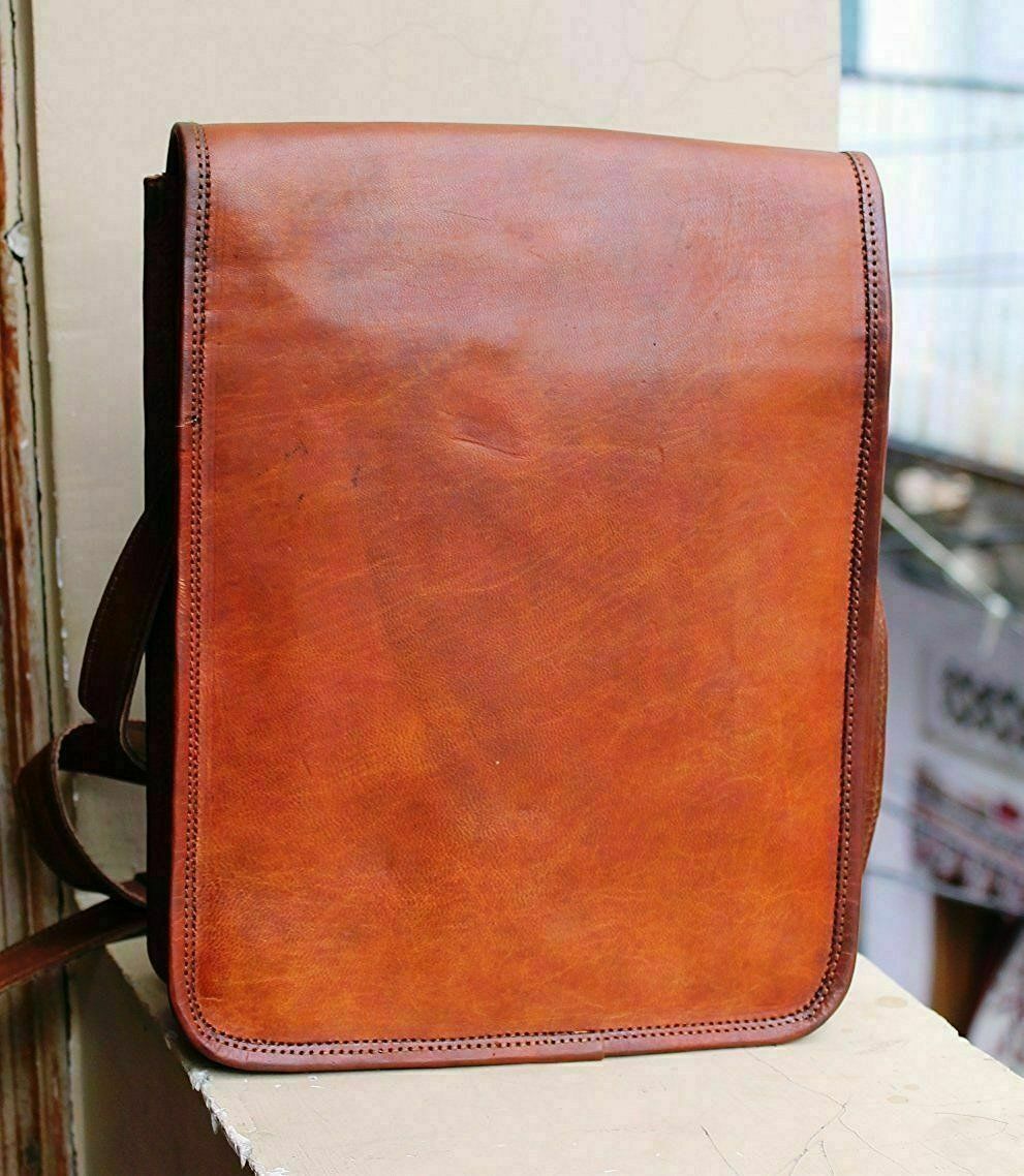 Women’s Full Waxed Leather Vertical Briefcase Laptop Shoulder Messenger Girl Bag