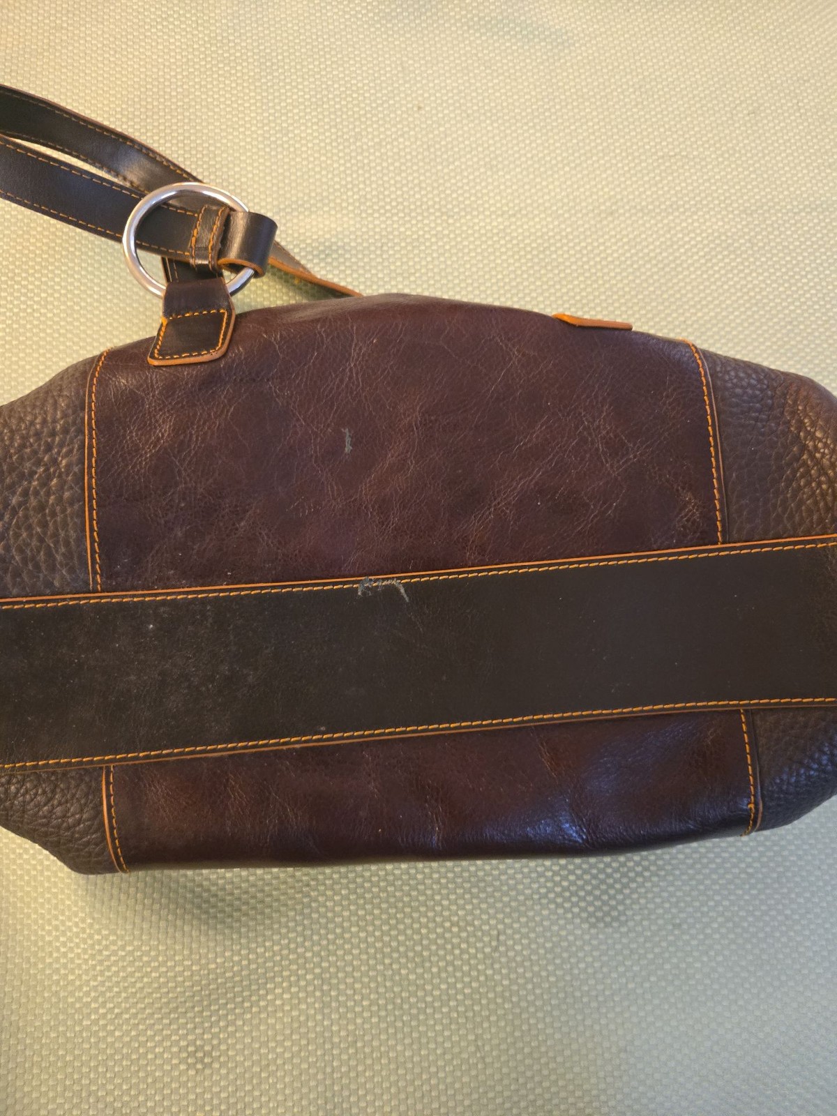 Kenneth Cole Reaction Brown Leather Duffel Satchel Bag *Broken Zipper*