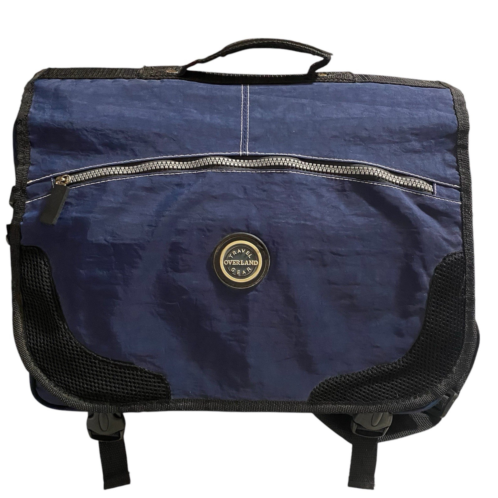 Overland Travel Gear Blue Canvas Bag Shoulder Crossbody Expandable Organizer 15”