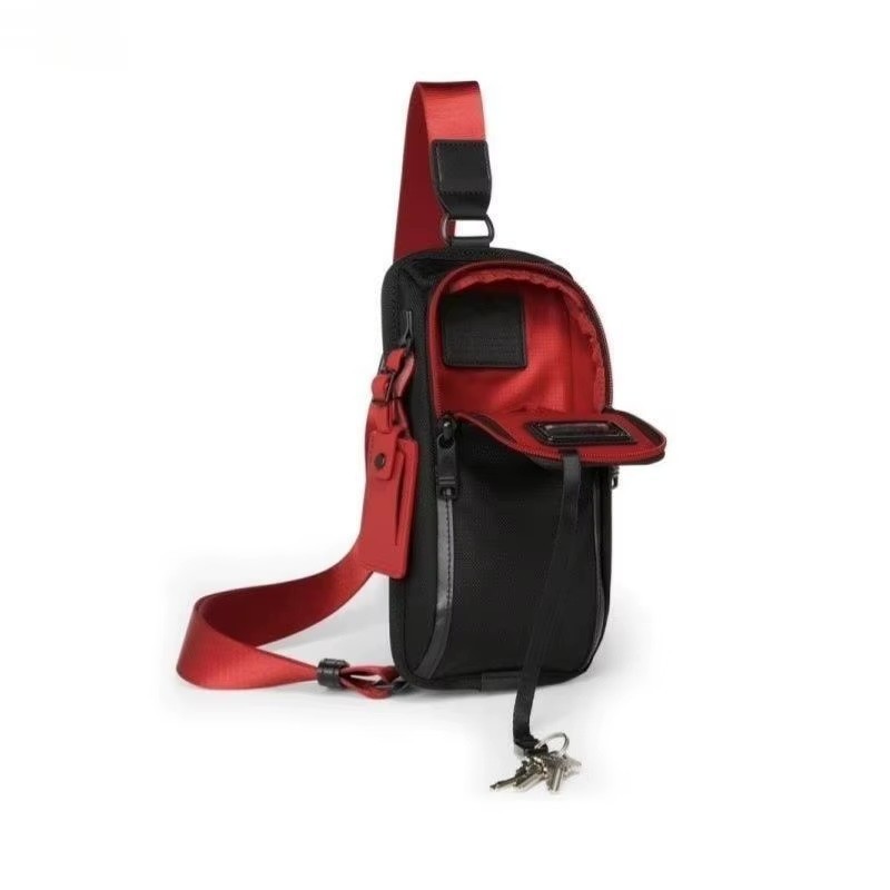 🎒 NEW TUMI Alpha Bravo Compact Sling Bag Black Red Ballistic Nylon Crossbody