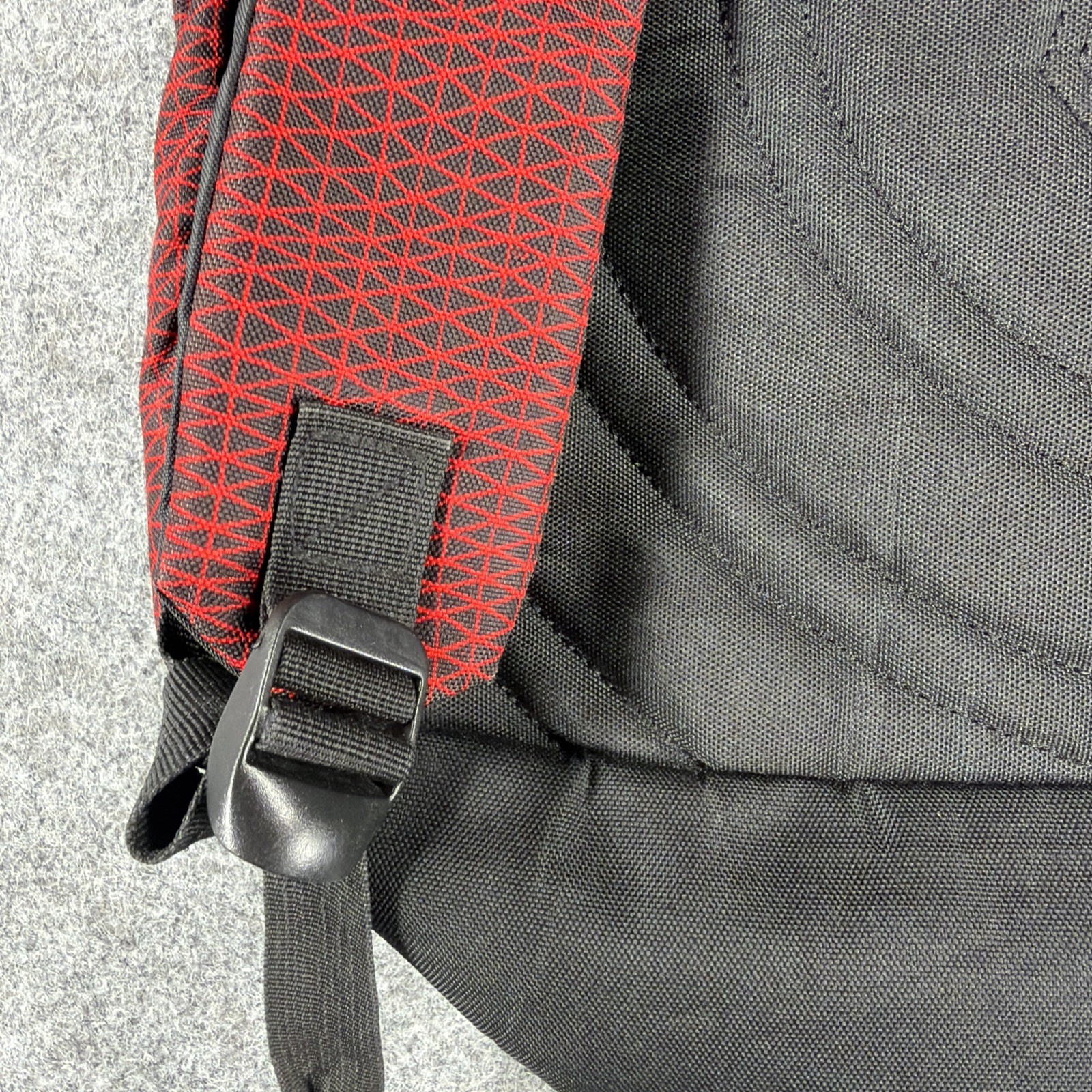 VOLCOM Stone Logo Backpack Red Black Geometric Crosshatch Grid Skate School Bag