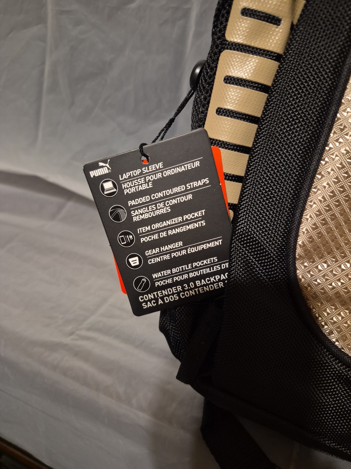 Puma Contender 3.0 Backpack Black/ Cream Color Laptop Sleeve New with Tag