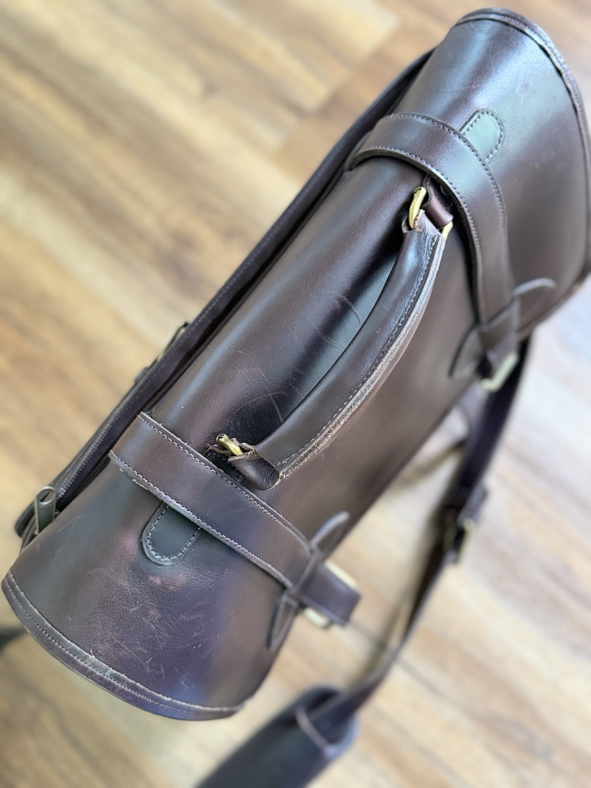 CUSTOM HIDE Saddle Leather Briefcase WW2 Style Dispatch Field Bag Messenger