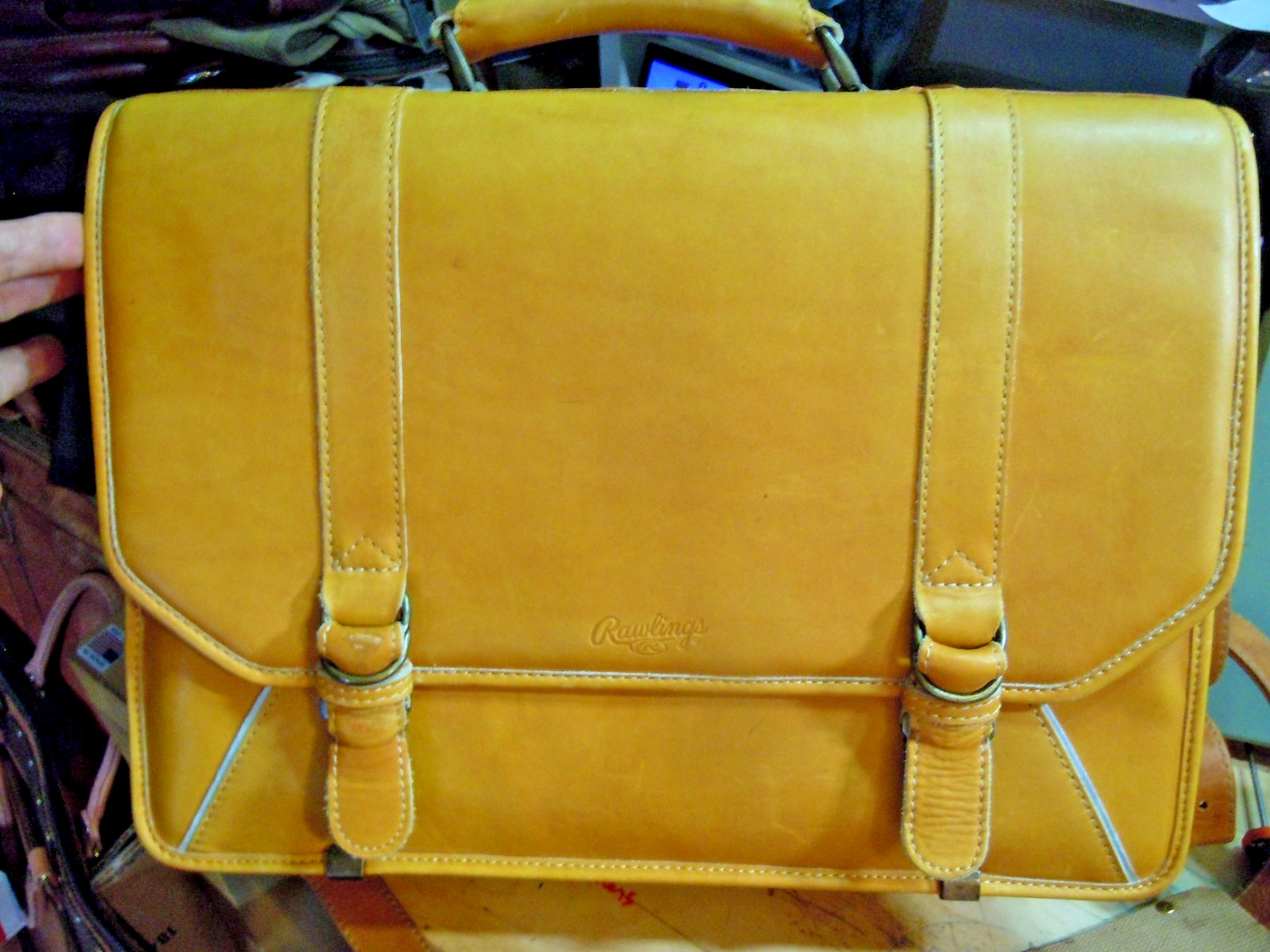 VTG Rawlings Baseball Glove Bag Briefcase Leather Carry-on Travel Tan