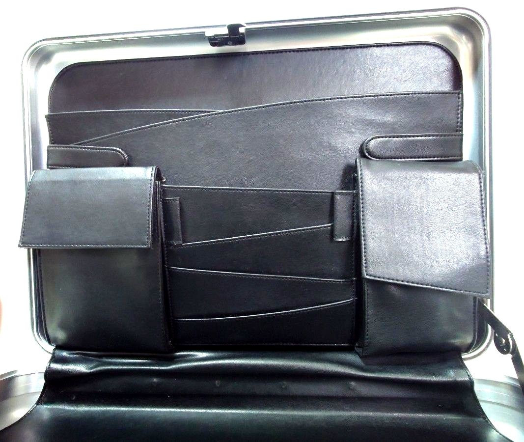 Zero Halliburton Aluminum Attache Case Briefcase Silver Dial Lock Width 15.75″