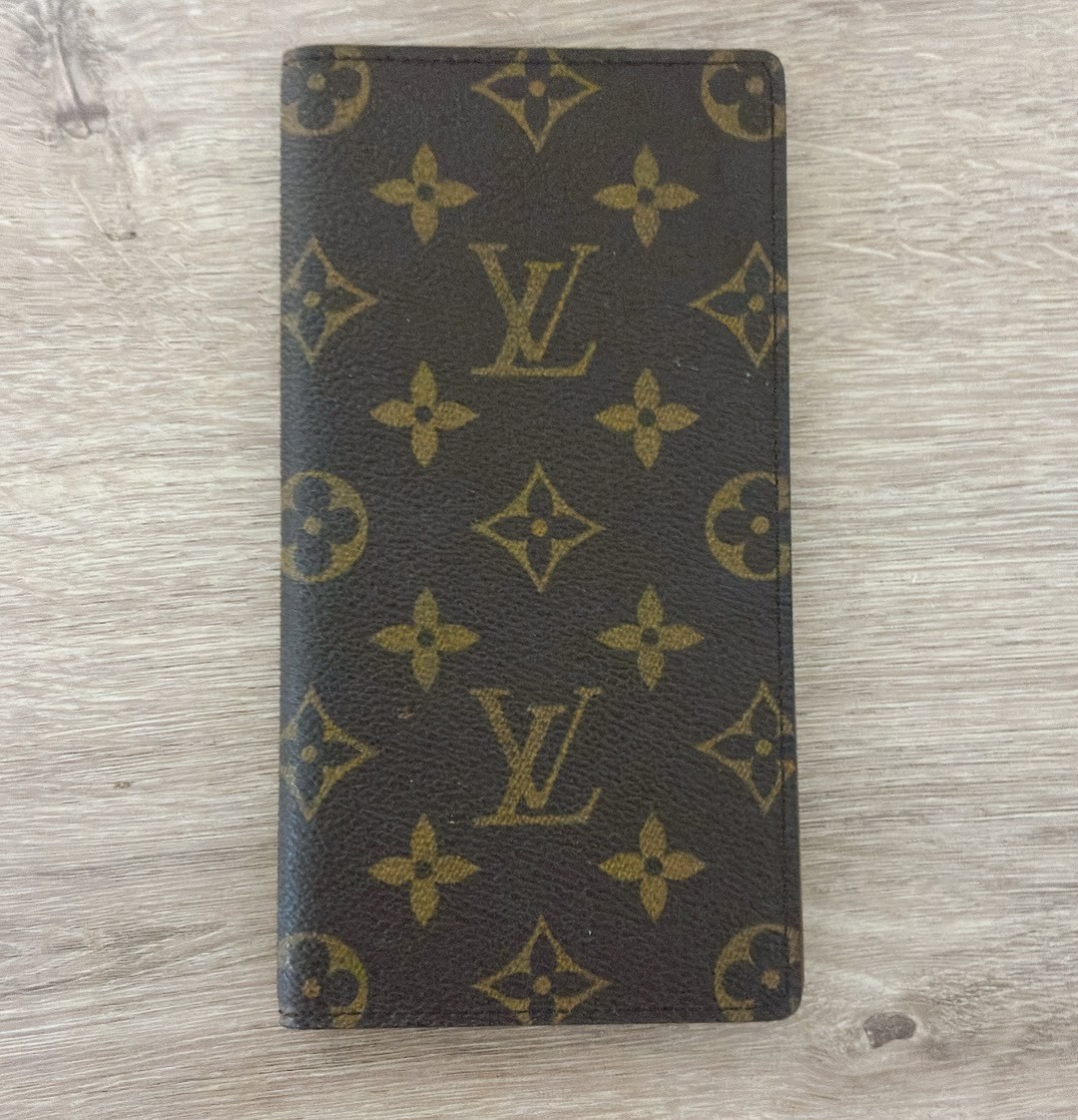 Louis Vuitton Monogram Cover Brown Leather Organizer Holder Auth Good Japan