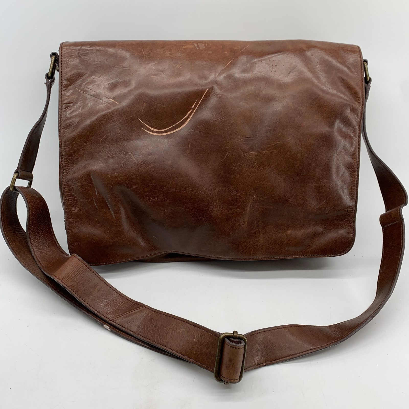 Vtg Brooks Brothers Leather Messenger Bag Crossbody Laptop Satchel