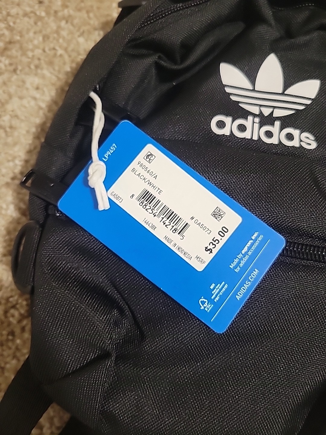 Adidas Trefoil 2.0 Mini Backpack Small Travel Bag Black White Unisex Adult Kids