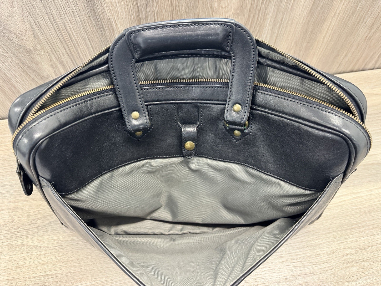 Glaser Designs San Francisco Black Leather Briefcase Laptop Bag *See Description