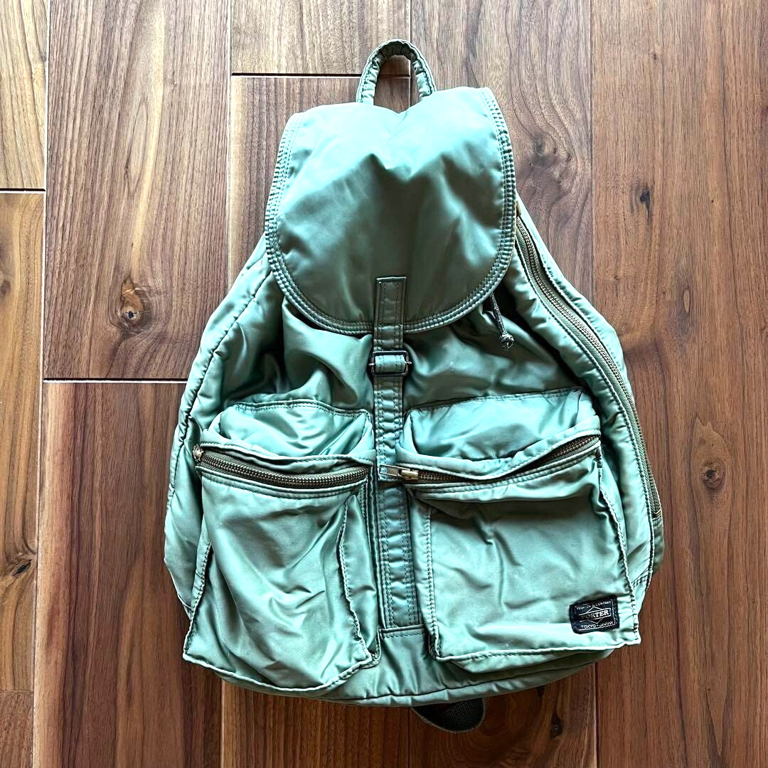 Rare PORTER Tanker Backpack Sage Green Nylon Yoshida Bag Japan Rucksack Used