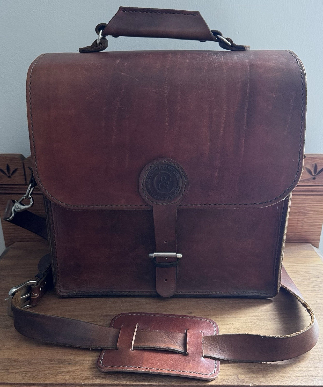 Saddle Leather Messenger Bag Large Rustic Satchel Briefcase Thick Full Grain