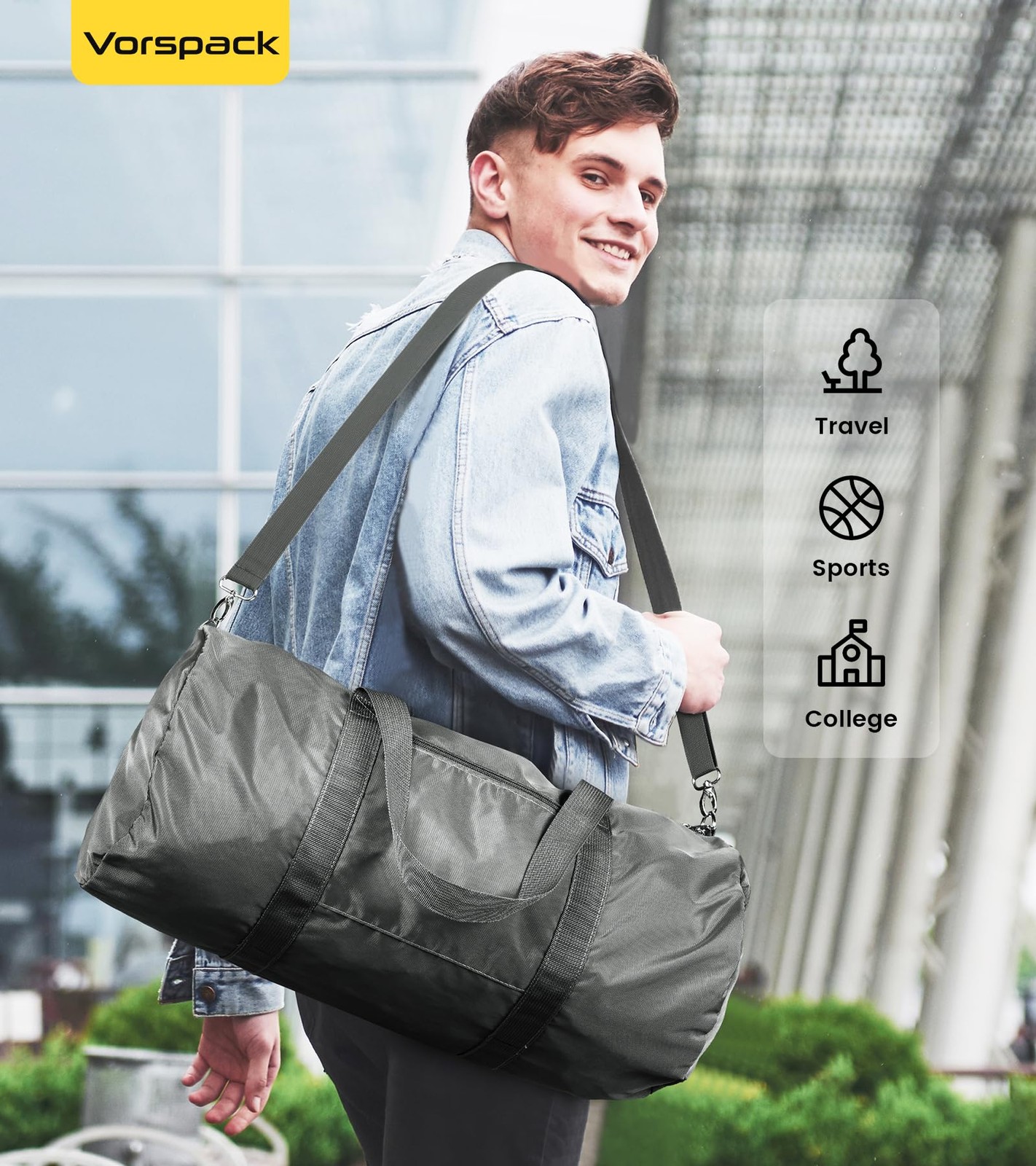 Duffel Bag 24 Inches Foldable Lightweight Gym Bag with Inner Pocket for Trave…