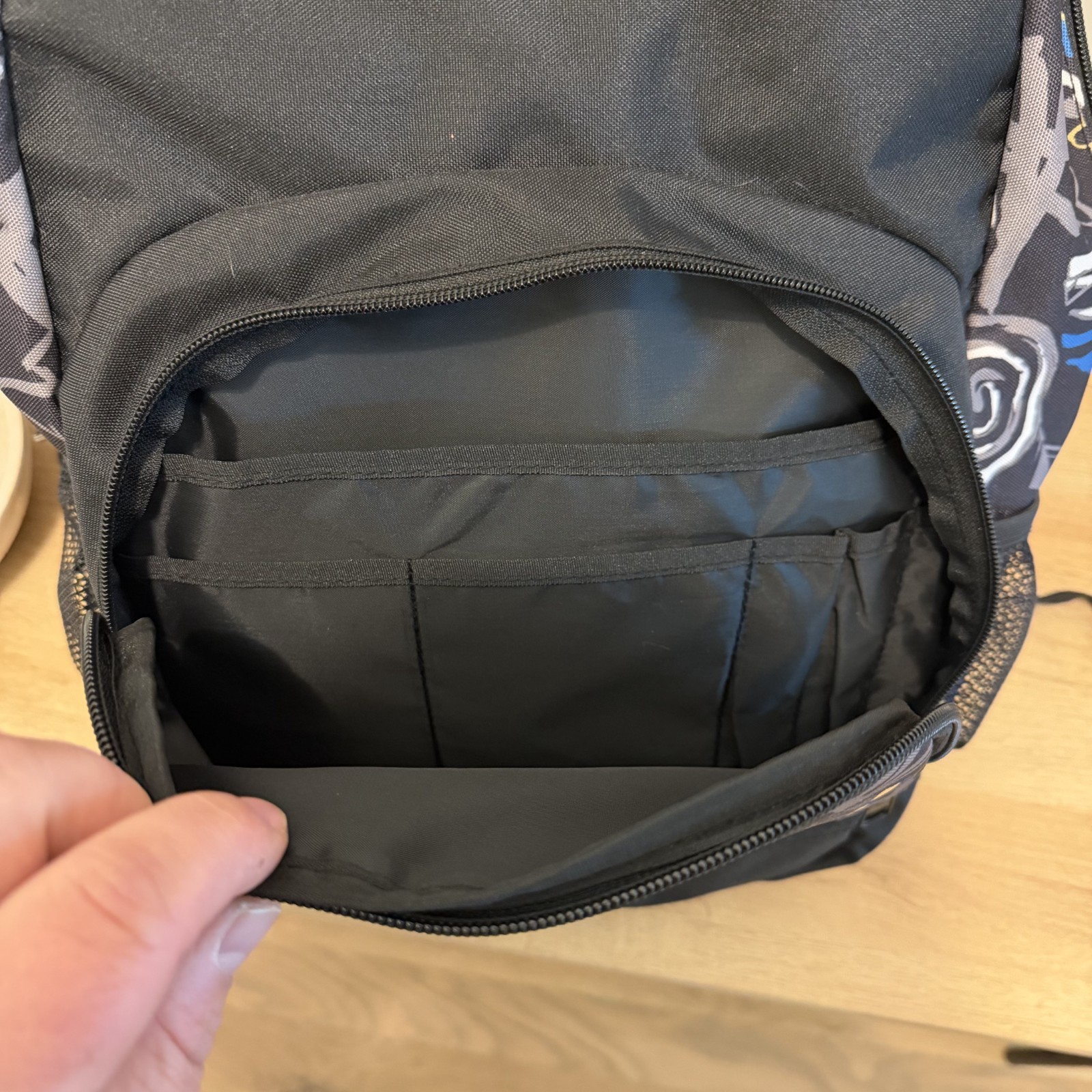 Quiksilver Backpack Y2K Style Skate Surf Graphic Black Blue School Bag