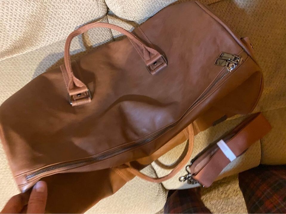 Seyfocnia DUFFLE BAG Carry On Travel Men Women Brown Travel Duffle Bag NEW