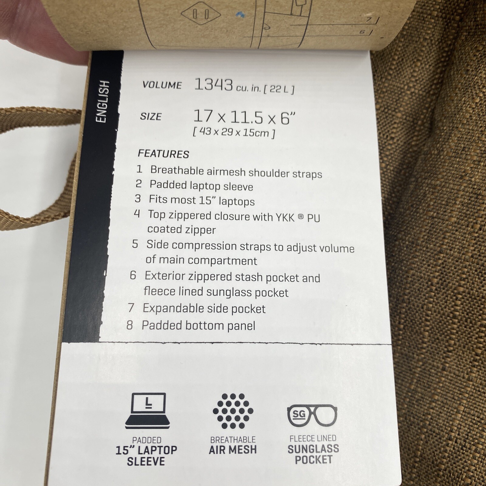 Dakine Infinity LT 22L Laptop Backpack Caramel Pack – New With Tags –