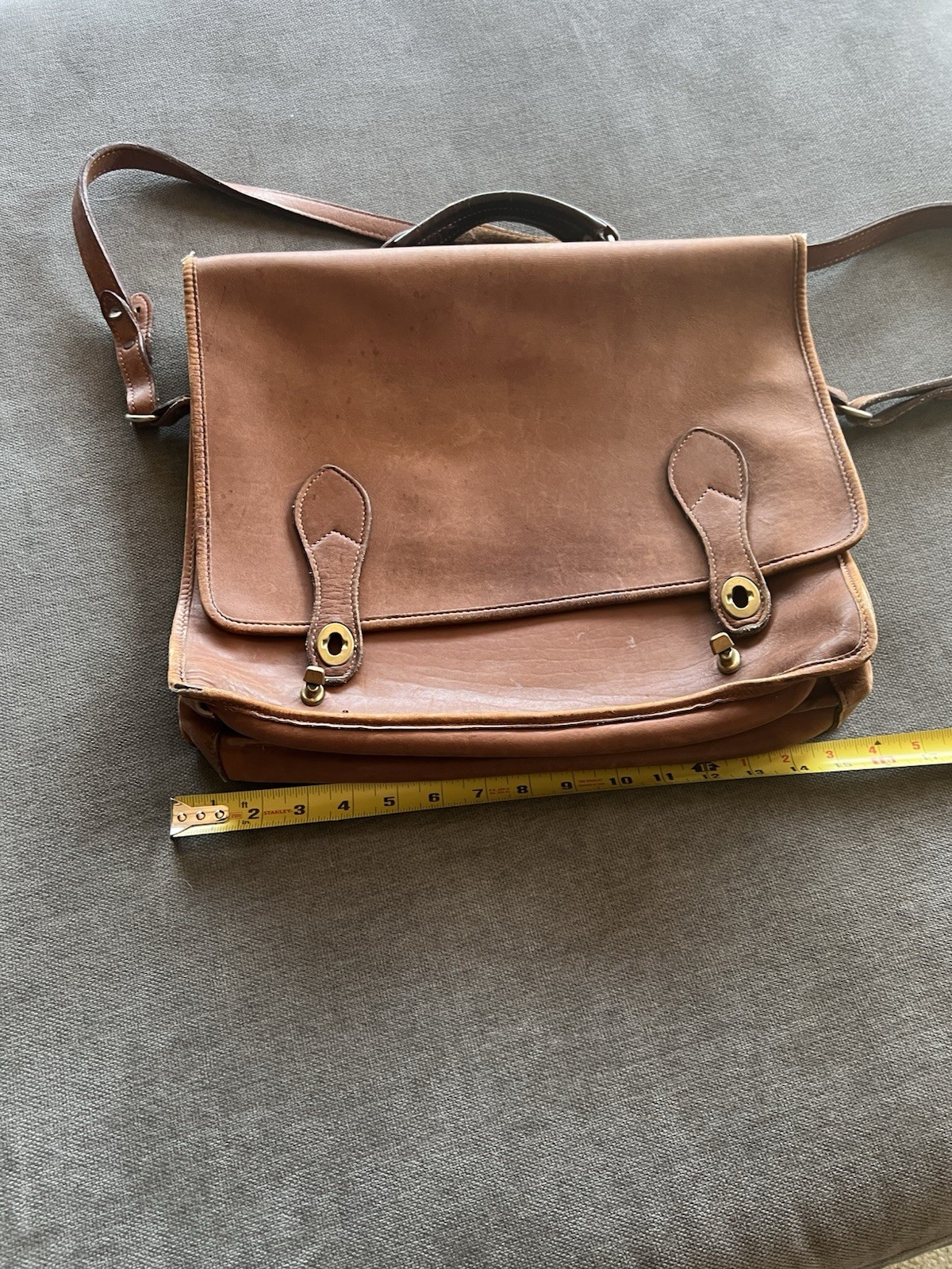 Brown Men’s Briefcase with Buckle Closure, Inner Pockets, Shoulder Strap