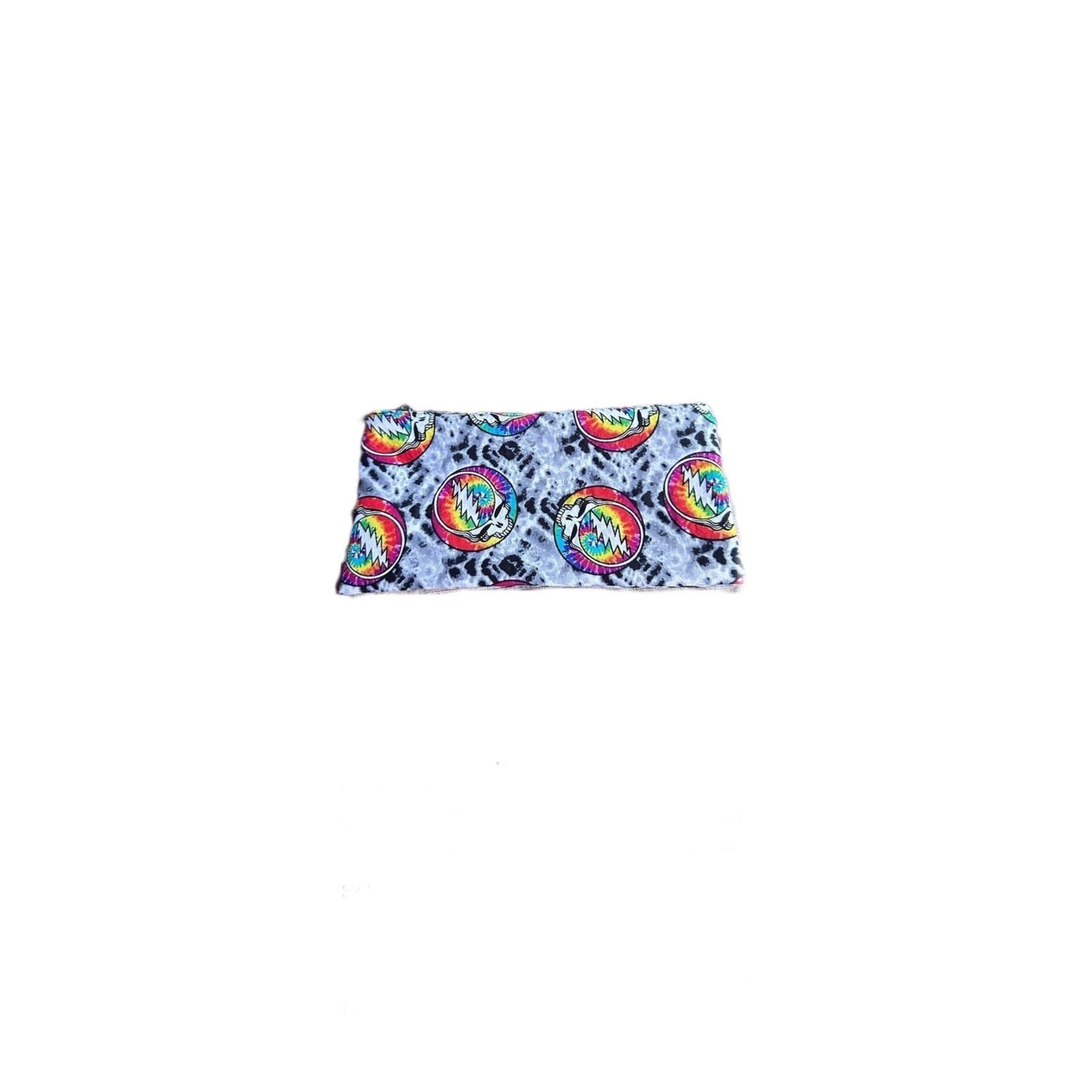 Grateful Dead lightning bolt zipper Rainbow cosmetic bag tie dye cotton