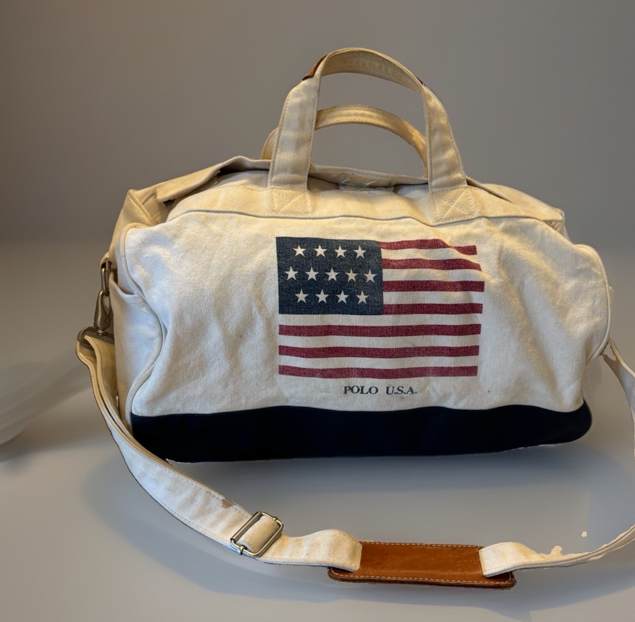 Vintage 1990’s Polo Ralph Lauren Canvas Boston Bag Flag USA